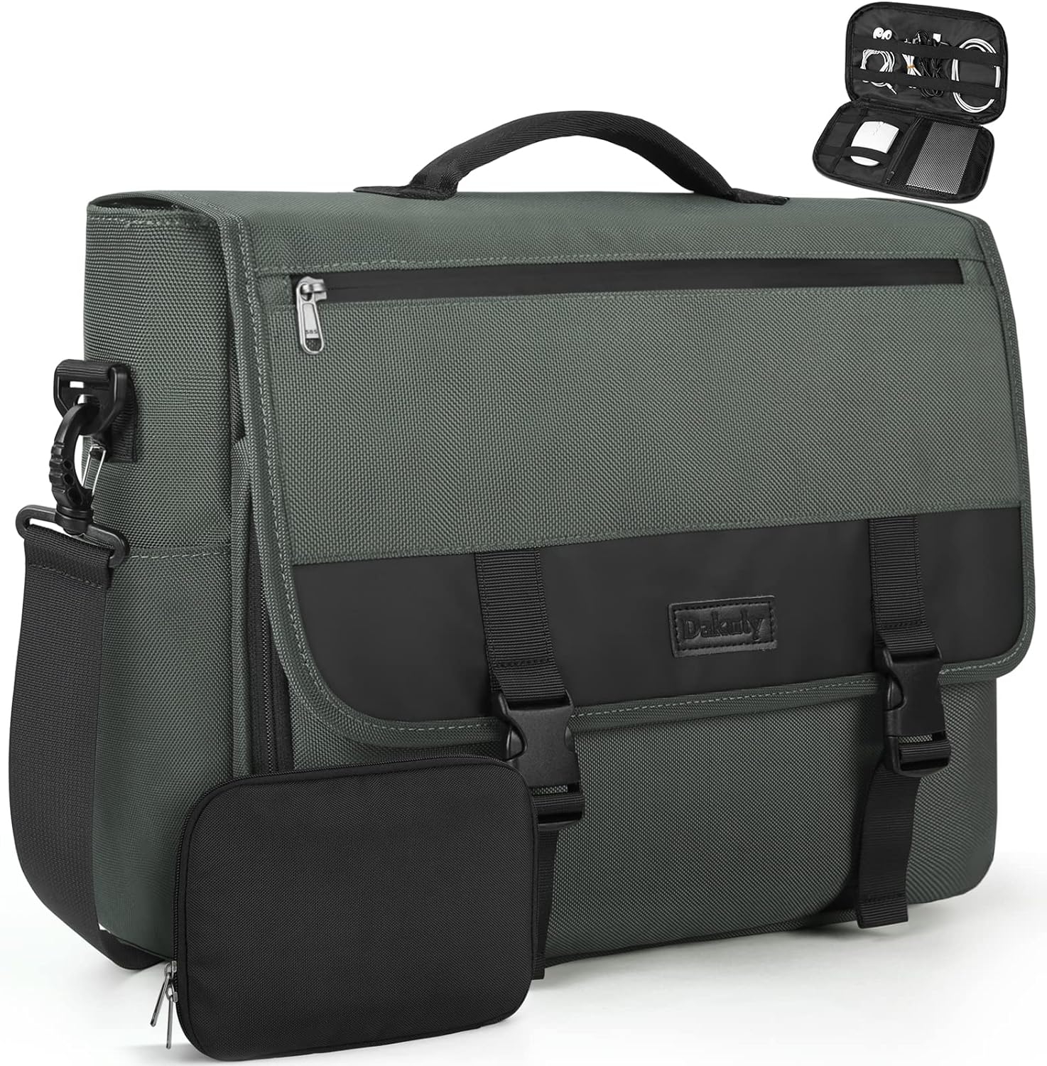 230816042844578_1 Dakuly Messenger Bag for Men 15.6 Inch Waterproof Laptop Briefcase with Cable Organize Bag Large Satchel Shoulder Bag Lightweight Office College Computer Laptop Bag, Black - Image 1